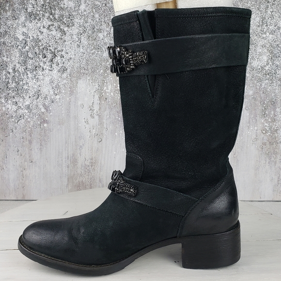 463gap Vera Wang Lavender label Cameron black burnished leather boots 11 - Picture 3 of 12